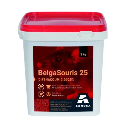 Belgasouris 25 (Körnermischung) - 3 kg - Kostenlose Lieferung - Sehr starke Mäusekontrolle für den Innen- und Außenbereich