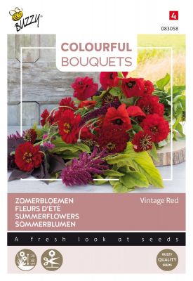 Buzzy Colourful Bouquets, Vintage Red