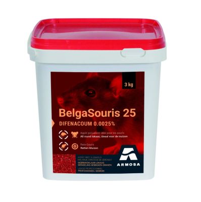 Belgasouris 25 (Körnermischung) - 3 kg - Sehr starke Mäusekontrolle für den Innen- und Außenbereich