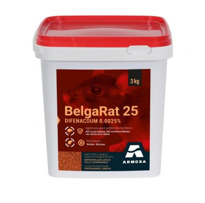Belgarat 25 (Getreide-Weizen) - 3 kg - Hochwirksames Rattengift für den Innen- und Außeneinsatz
